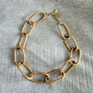 ZARA Large Paperclip Necklace Gold Tone Statement Piece Antique Finishing Chunky